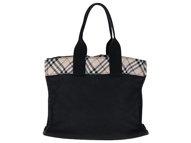 Burberry Blue Label Nova Check Tote Bag Canvas Schwarz Beige Auth ti2485 - Ansicht 2