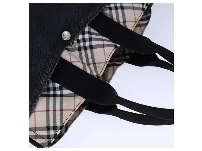 Burberry Blue Label Nova Check Tote Bag Canvas Schwarz Beige Auth ti2485 - Ansicht 6