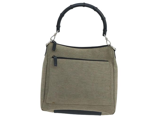 Borsa a Mano GUCCI Bamboo Outlet Tela Beige 35692 Auth ep6849 - vista 13