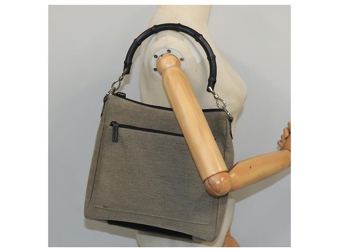 Borsa a Mano GUCCI Bamboo Outlet Tela Beige 35692 Auth ep6849 - vista 21