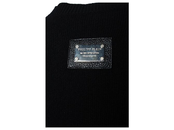 Philipp Plein, pull noir avec des patchs de serpent - vue 6