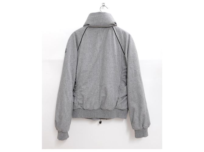 Moncler Gamme Rouge Grey Wool Bow Front Puffer Quilted Jacket - view 4