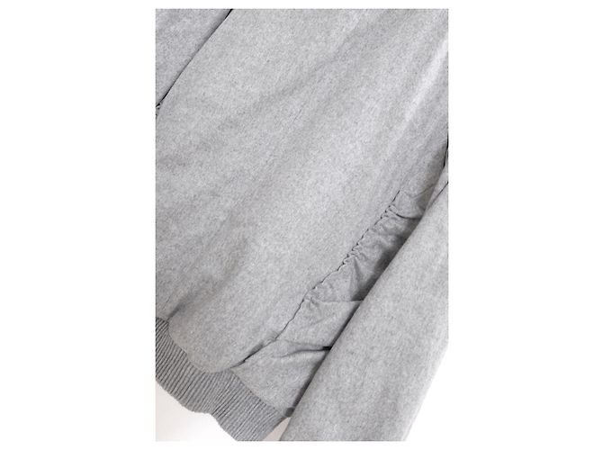 Moncler Gamme Rouge Grey Wool Bow Front Puffer Quilted Jacket - view 5