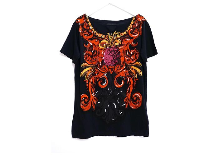 Camiseta con estampado de piña Prada Primavera 2011 Negro Multicolor - vista 3