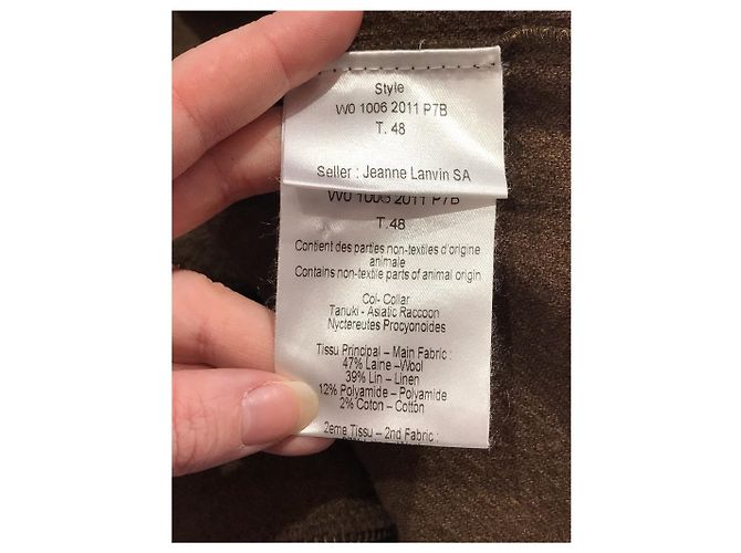Abrigos LANVIN T.Internacional XL Lana Caqui - vista 5