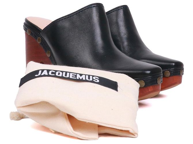 JACQUEMUS - Jacquemus clogs in black leather (size 37) - view 7