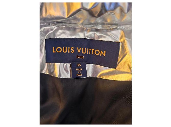 Jaqueta acolchoada metálica Louis Vuitton com penas de ganso Prata - vista 12