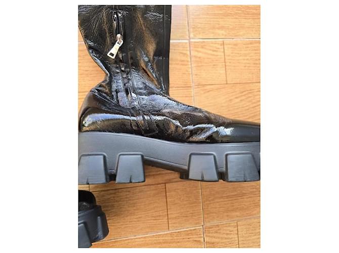 Prada Monolith Overknee-Stiefel. Schwarz - Ansicht 6