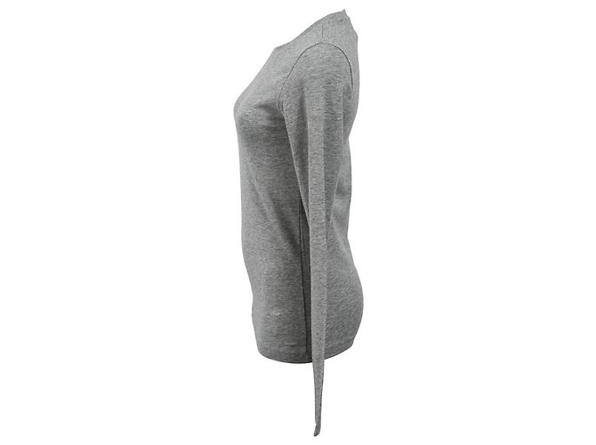 Camiseta de cuello redondo de manga larga Theory en algodón gris - vista 2