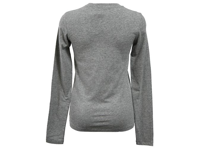 Camiseta de cuello redondo de manga larga Theory en algodón gris - vista 3