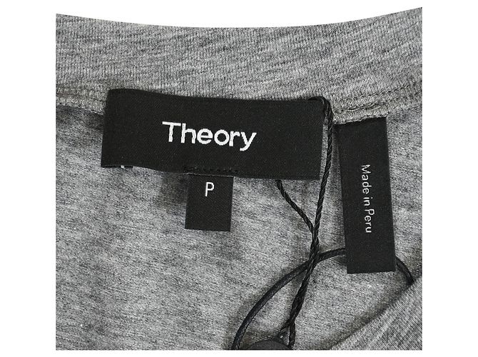 Camiseta de cuello redondo de manga larga Theory en algodón gris - vista 4