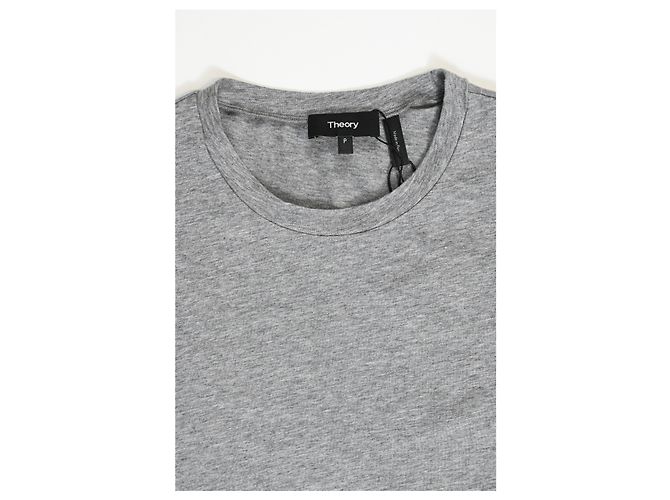 Camiseta de cuello redondo de manga larga Theory en algodón gris - vista 5