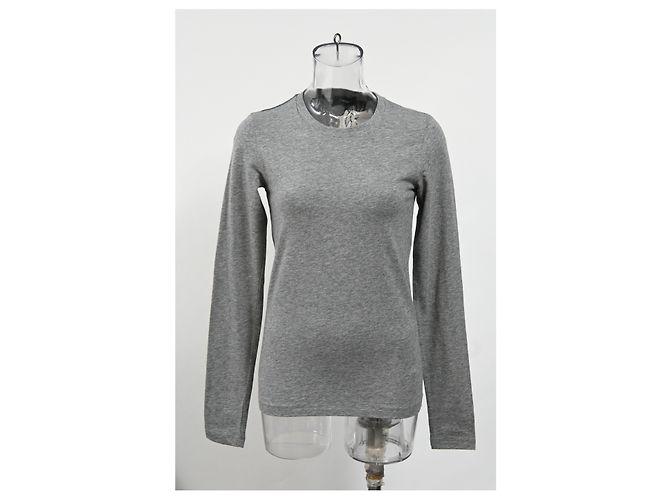 Camiseta de cuello redondo de manga larga Theory en algodón gris - vista 6