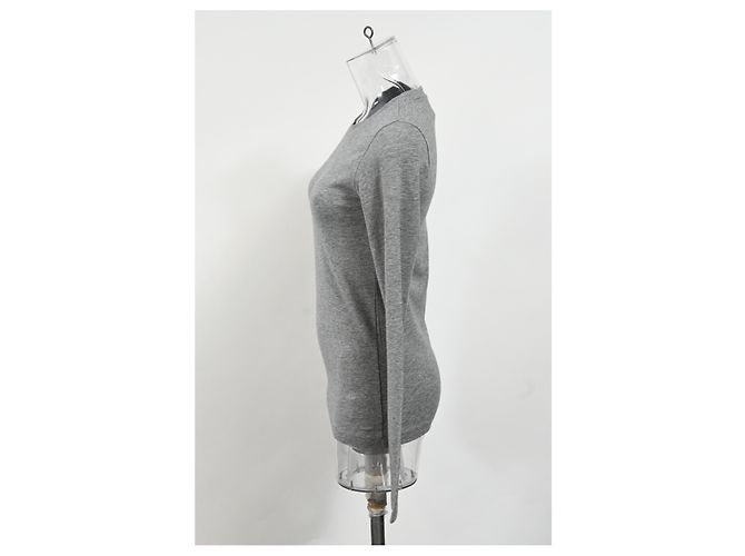 Camiseta de cuello redondo de manga larga Theory en algodón gris - vista 7