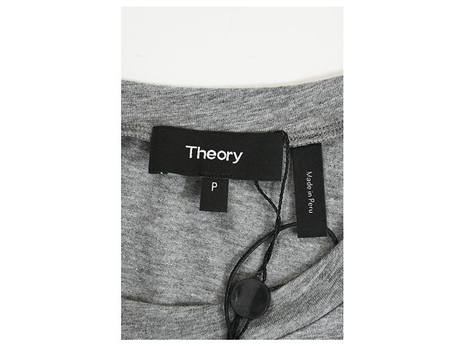 Camiseta de cuello redondo de manga larga Theory en algodón gris - vista 9