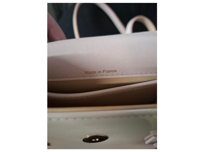 Borsa Micro Tempête Delvaux in pelle verniciata beige - vista 14