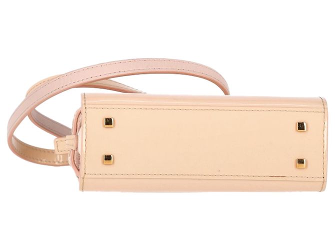 Borsa Micro Tempête Delvaux in pelle verniciata beige - vista 3