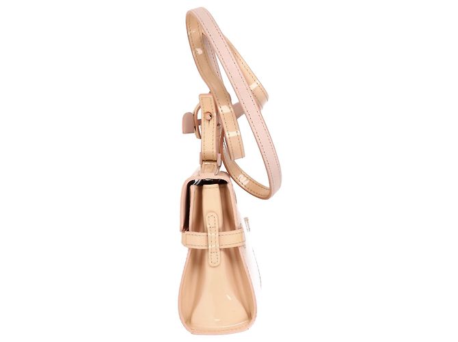 Borsa Micro Tempête Delvaux in pelle verniciata beige - vista 4
