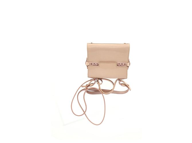 Borsa Micro Tempête Delvaux in pelle verniciata beige - vista 8