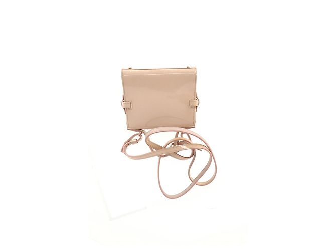 Borsa Micro Tempête Delvaux in pelle verniciata beige - vista 9