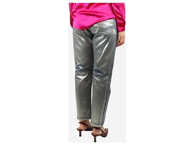 Golden Goose Silberne metallische Jeans - Größe UK 12 - Ansicht 3