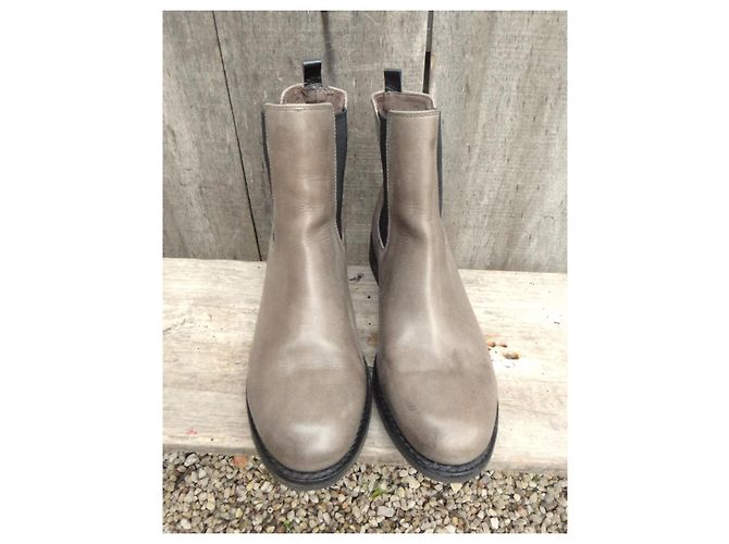 Botines Paraboot de piel taupe Gris pardo - vista 3