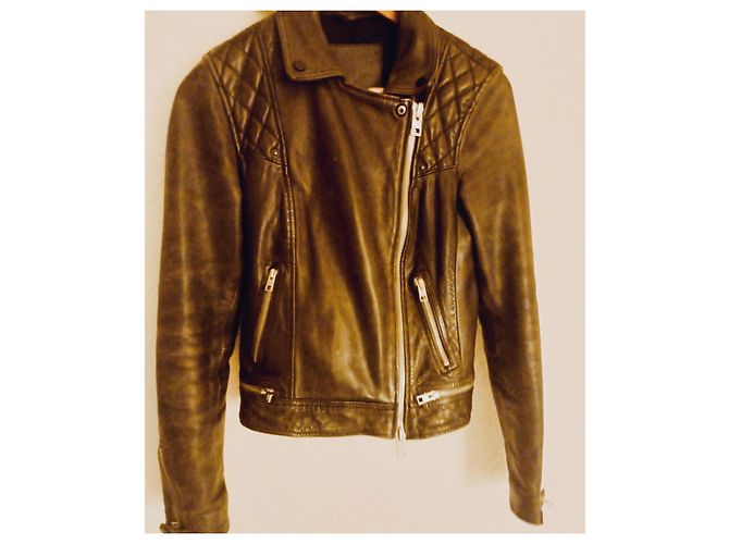 All Saints Veste en cuir classique Noir - vue 3