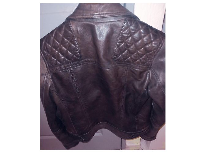 All Saints Veste en cuir classique Noir - vue 4