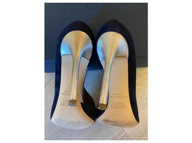 Autre Marque Décolleté Malone Souliers Suede Argento Blu 37 - vista 7