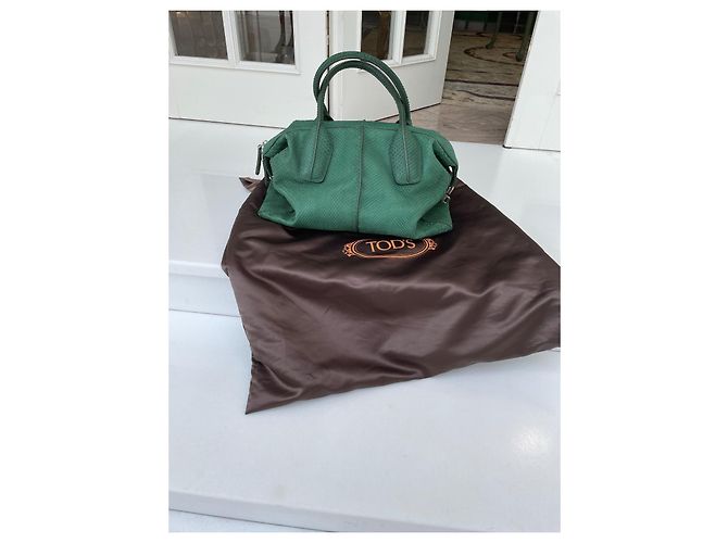 Sac à main Tod's en cuir de python vert - vue 12