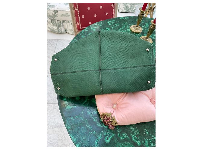 Sac à main Tod's en cuir de python vert - vue 14