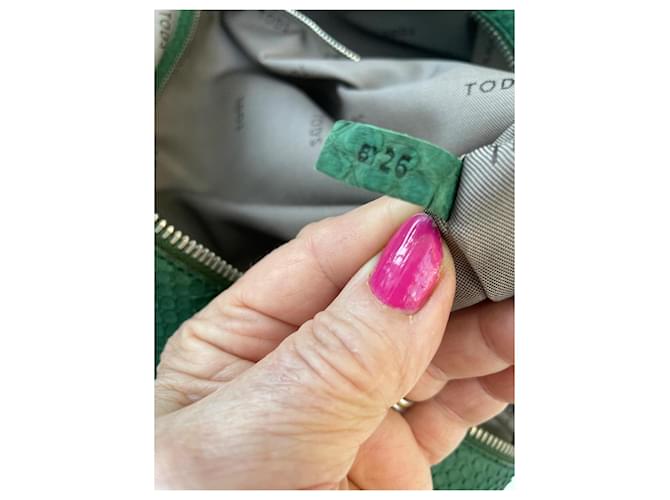 Sac à main Tod's en cuir de python vert - vue 4