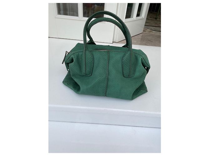 Sac à main Tod's en cuir de python vert - vue 5