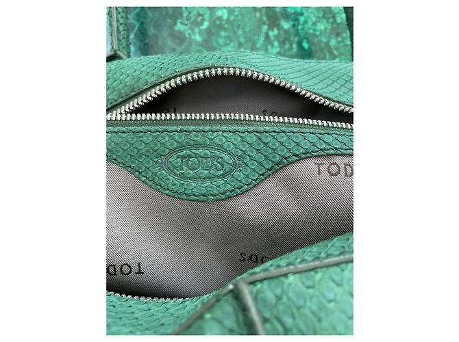 Sac à main Tod's en cuir de python vert - vue 6