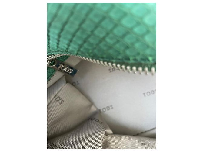 Sac à main Tod's en cuir de python vert - vue 8