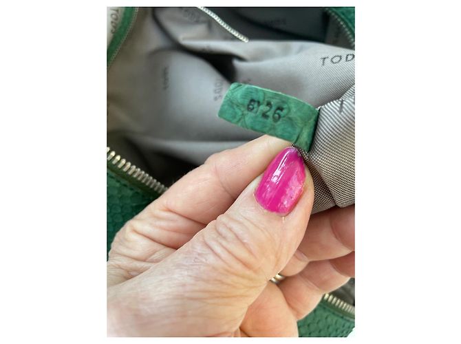 Sac à main Tod's en cuir de python vert - vue 9