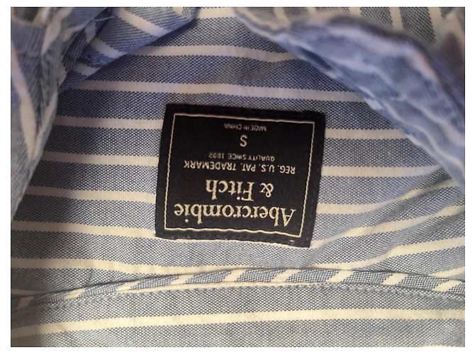 Camicia Abercrombie & Fitch in cotone bianca e blu Bianco - vista 3