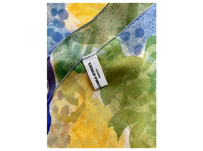 Sciarpa Sonia Rykiel in chiffon di seta blu e gialla Giallo - vista 2