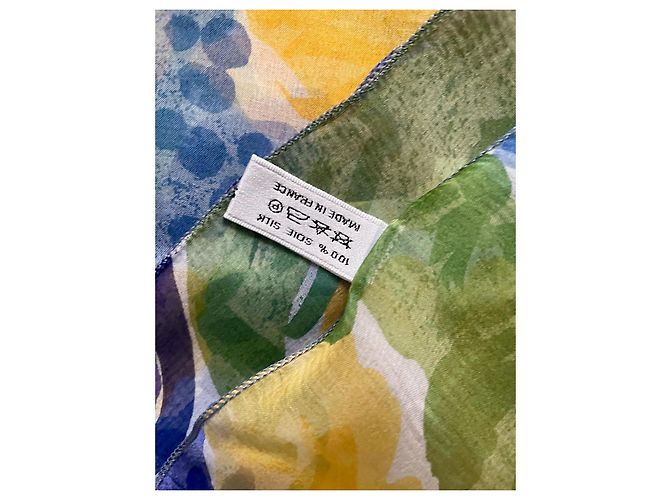Sciarpa Sonia Rykiel in chiffon di seta blu e gialla Giallo - vista 3