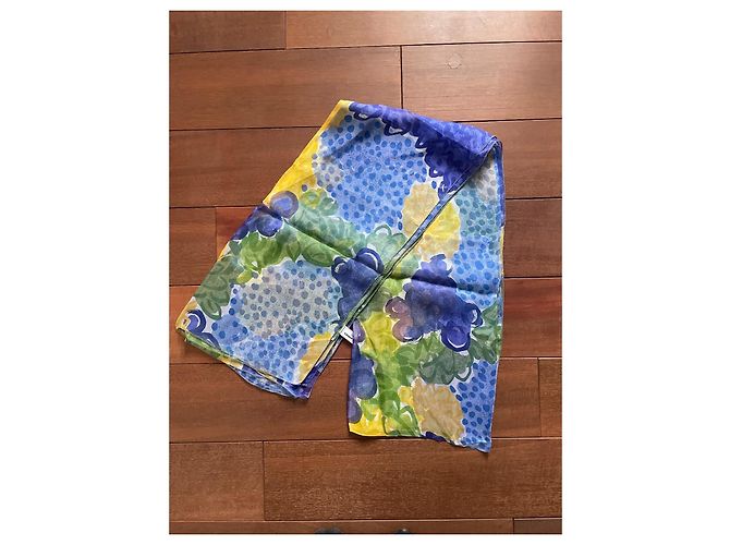 Sciarpa Sonia Rykiel in chiffon di seta blu e gialla Giallo - vista 6