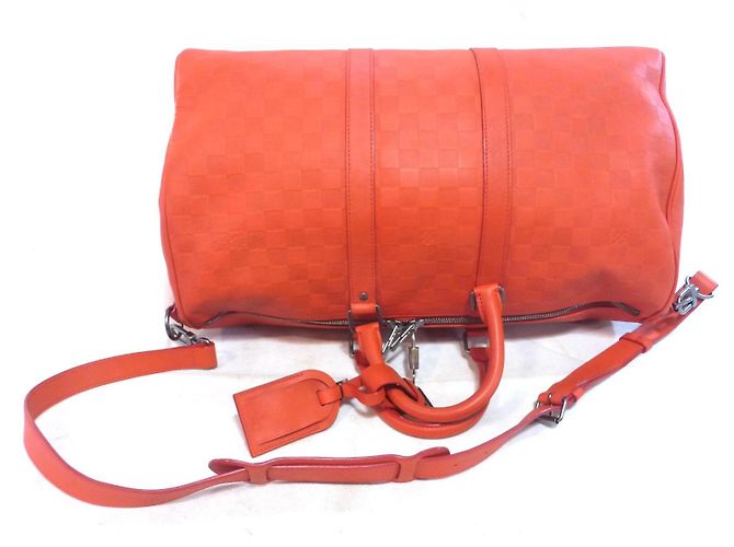 Louis Vuitton Keepall 45 shoulder bag leather damier infini orange fusion - view 11
