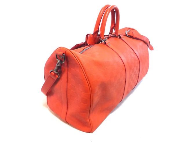 Louis Vuitton Keepall 45 shoulder bag leather damier infini orange fusion - view 16