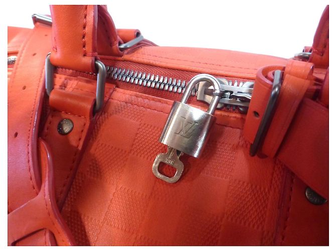 Louis Vuitton Keepall 45 shoulder bag leather damier infini orange fusion - view 17