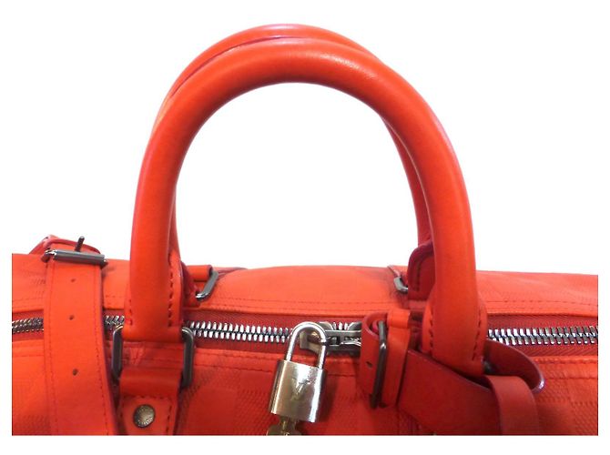 Louis Vuitton Keepall 45 shoulder bag leather damier infini orange fusion - view 18