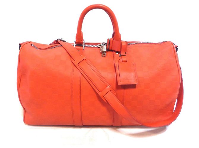 Louis Vuitton Keepall 45 shoulder bag leather damier infini orange fusion - view 20