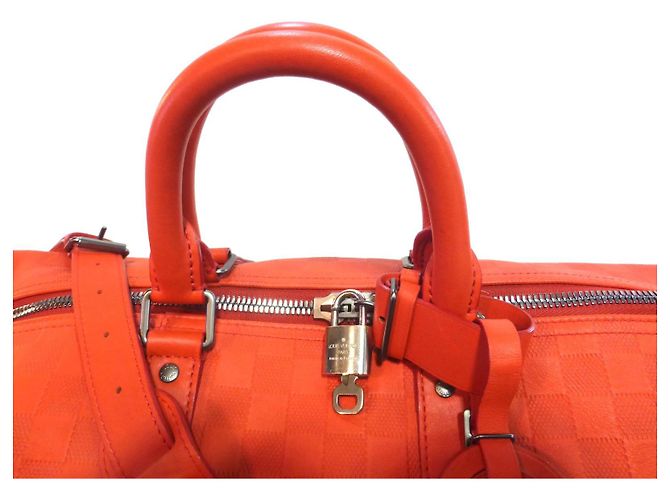 Louis Vuitton Keepall 45 shoulder bag leather damier infini orange fusion - view 3