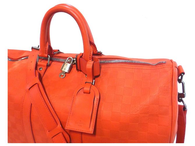 Louis Vuitton Keepall 45 shoulder bag leather damier infini orange fusion - view 4