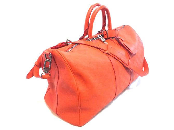 Louis Vuitton Keepall 45 shoulder bag leather damier infini orange fusion - view 6