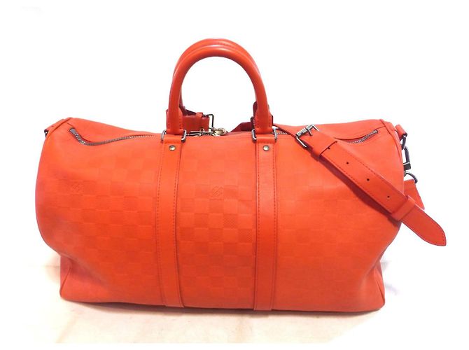 Louis Vuitton Keepall 45 shoulder bag leather damier infini orange fusion - view 7