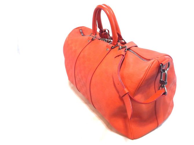 Louis Vuitton Keepall 45 shoulder bag leather damier infini orange fusion - view 8